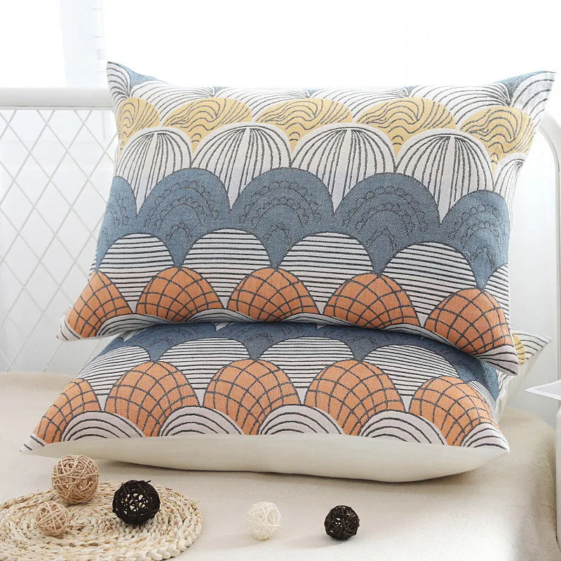 A Pair of Gauze Pillow Case Cotton Pillow Towel Cotton Pillow Case High-end European-style Couple Pillow Case