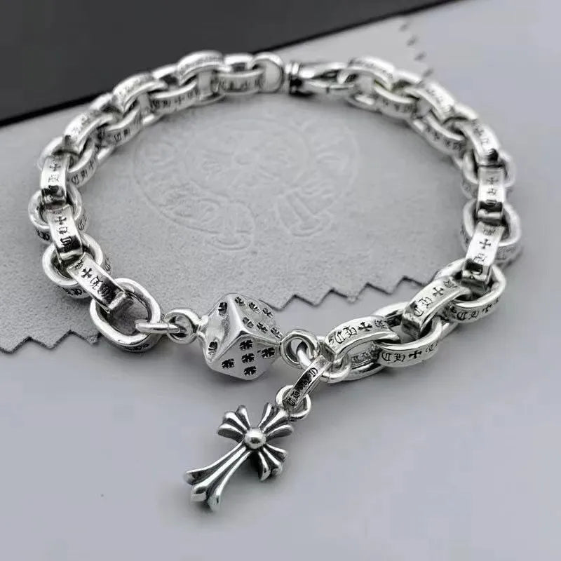 Aggressive Cross Bracelet Men's Trendy  Retro Bracelet Thick