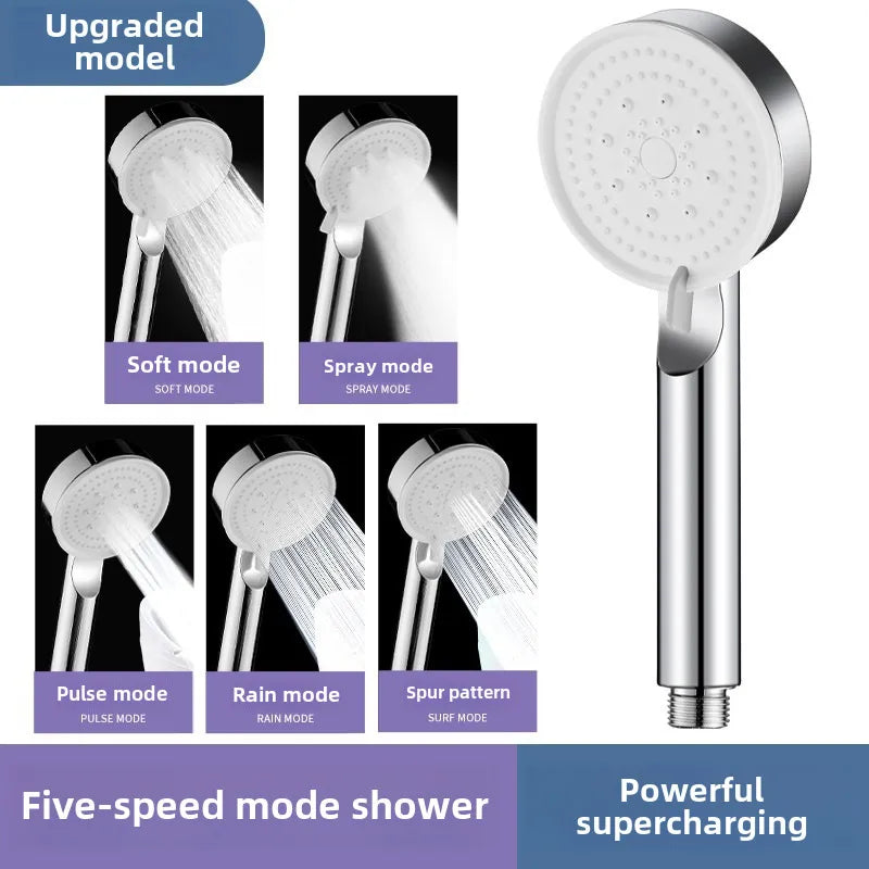 Spray shower booster shower head frosted black hand-held shower head suit five-speed multi-function universal interface