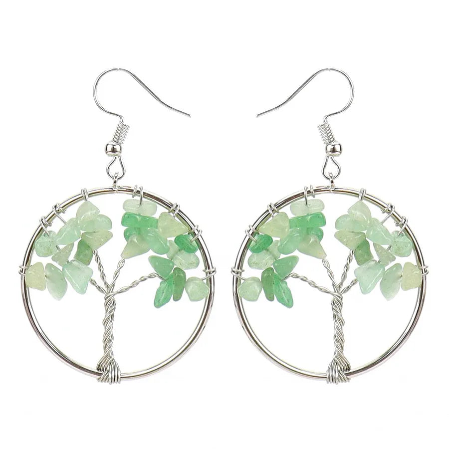 fashion tree natural stone copper beaded plating drop earrings 1 pair