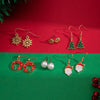 Christmas Themed Earring Set Alloy Snowflake Bow Tie Santa Claus Design Drip Oil Christmas Tree Stud Earrings For Women