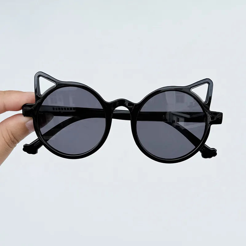 Children's Sunglasses Color Simple Cat Ear UV Protection Sunglasses Boys and Girls Eye Protection Cartoon Glasses Sunglasses