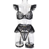 polka dots flower sheer bra sexy lace see-through chain low waist thong sexy lingerie