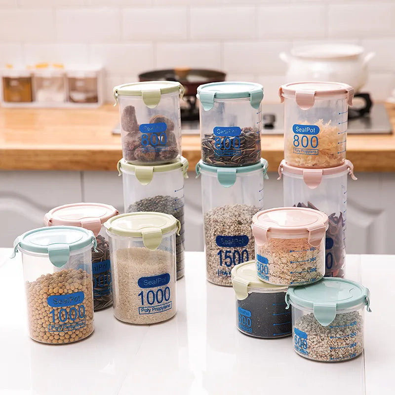 Kitchen Moisture-proof Transparent Sealed Jar Grain Dried Fruit Storage Plastic Jar Snack Storage Jar