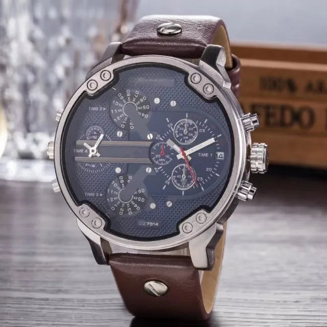 classic style commute color block single folding buckle quartz men's watches
