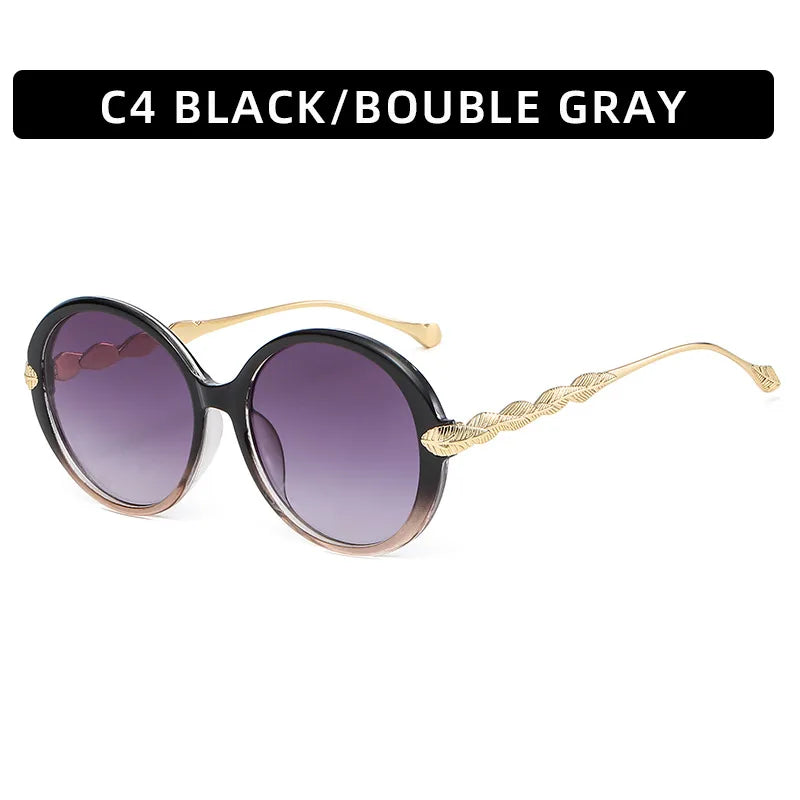 women's retro color block resin round frame full frame sunglasses