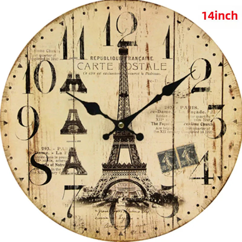 A generation of  wall clock retro simple wooden clock wall hanging decorative round clock creative mute clock