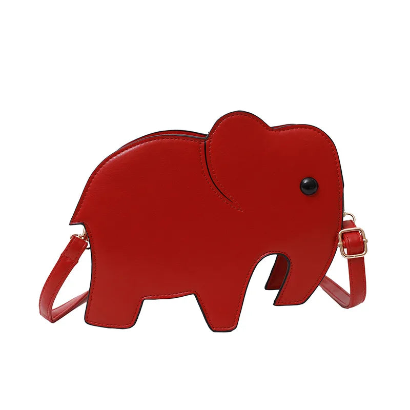 Women's PU Elephant Cute Sewing Thread Square Zipper Crossbody Bag