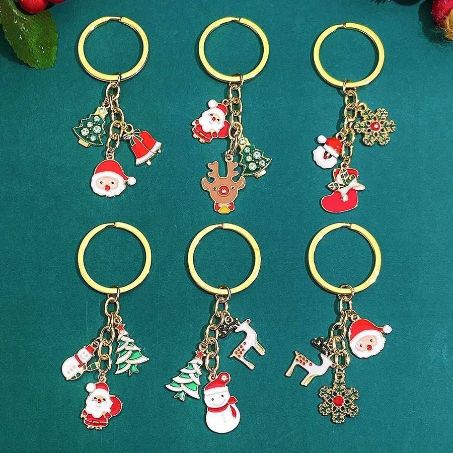 Classic Style Santa Claus Alloy Christmas Women's Keychain