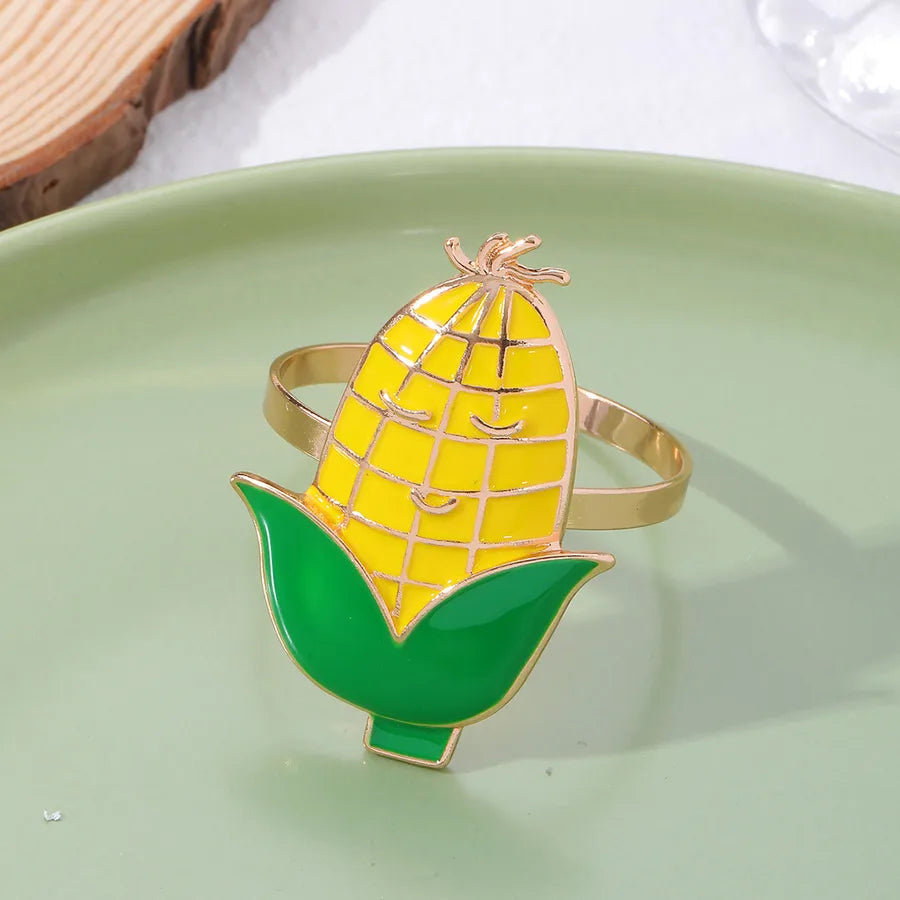Cute Pastoral Corn Eggplant Vegetable Alloy Napkin ring 1 Piece