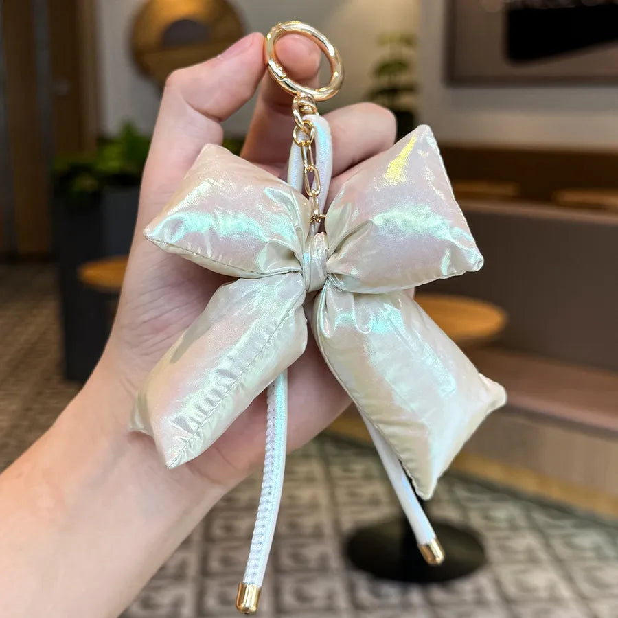 Cute Metal Keychain Pendant Beaded Bookbag Girl's Bag Charm  Style Cartoon Design Half Handmade Flower
