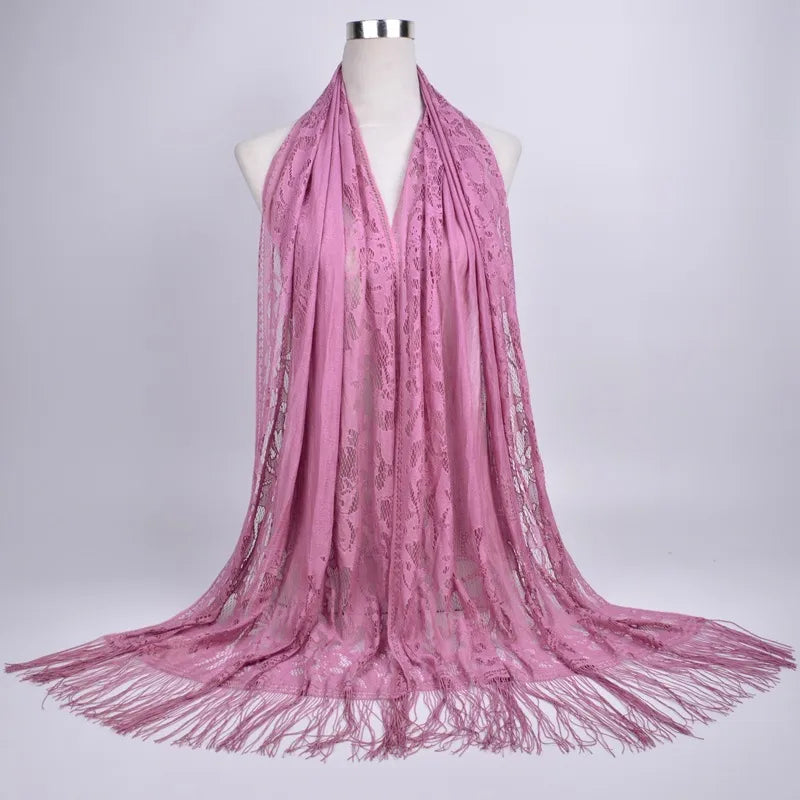 women's streetwear solid color polyester tassel winter scarves