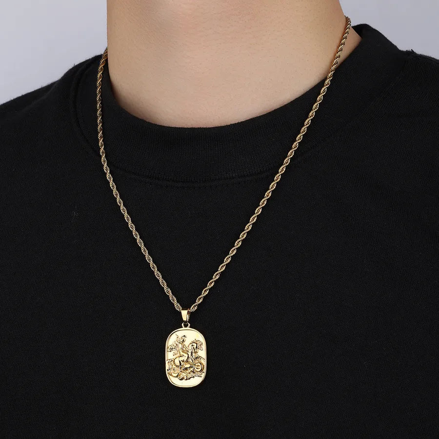 Wholesale Jewelry Casual Portrait 304 Stainless Steel 18K Gold Plated Pendant Necklace Hemp flowers chain