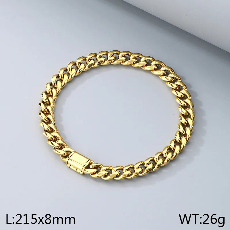 Wholesale Jewelry Simple Style Geometric 304 Stainless Steel 18K Gold Plated Bracelets Necklace