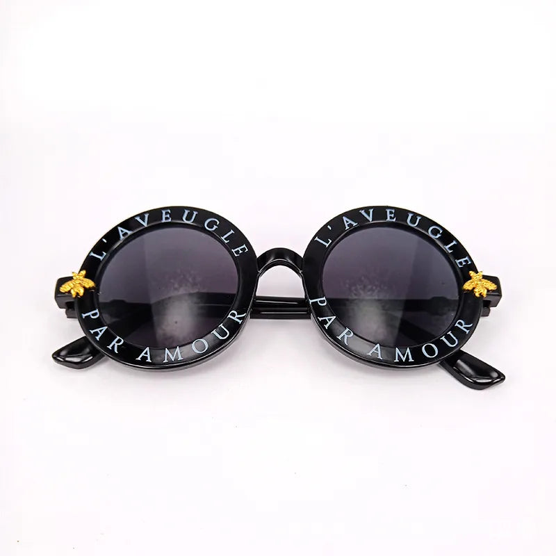 Factory in stock wholesale  new children's glasses round sunglasses small bee baby colorful sunglasses