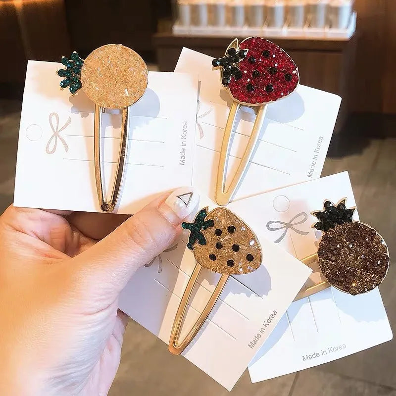 Cute Women's Fruit Crystal Hair Clip
