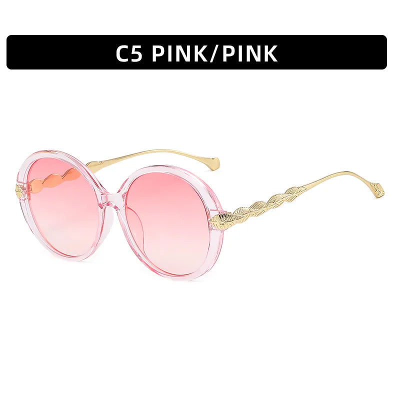 women's retro color block resin round frame full frame sunglasses
