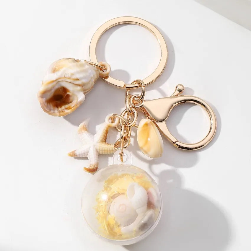 Marine Style Starfish Conch Arylic Unisex Bag Pendant Keychain