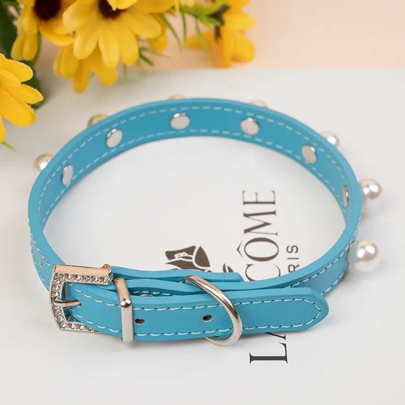 pet collar cat dog alloy brick buckle collar leather pet ring color adjustable big and small circles leather