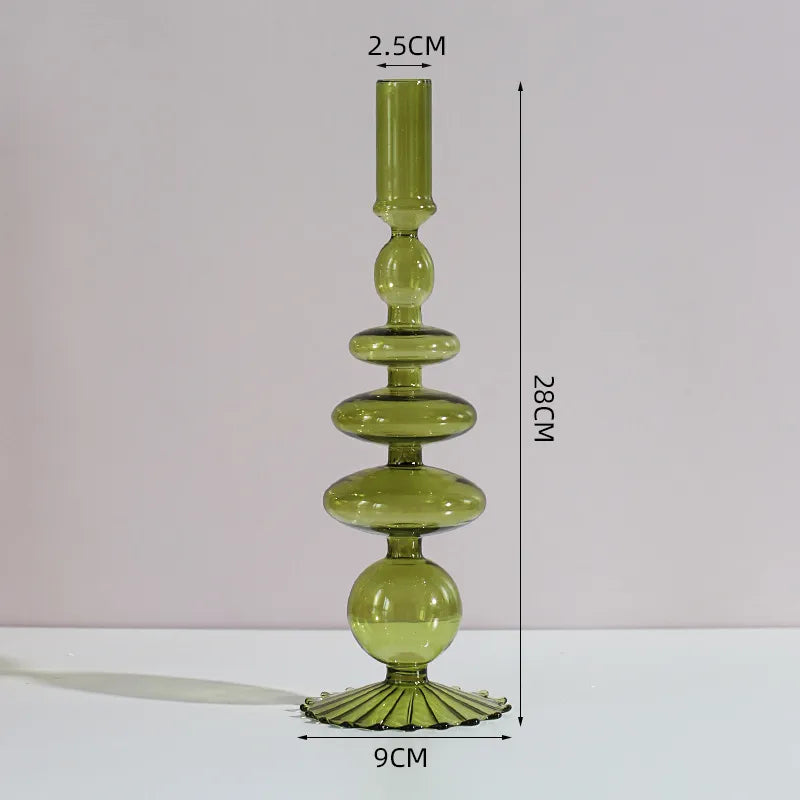 creative simple glass candlestick vase crafts living room and b & b table decoration dried flower arrangement