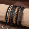 4 piece set fashion beaded pu leather handmade men's bracelets