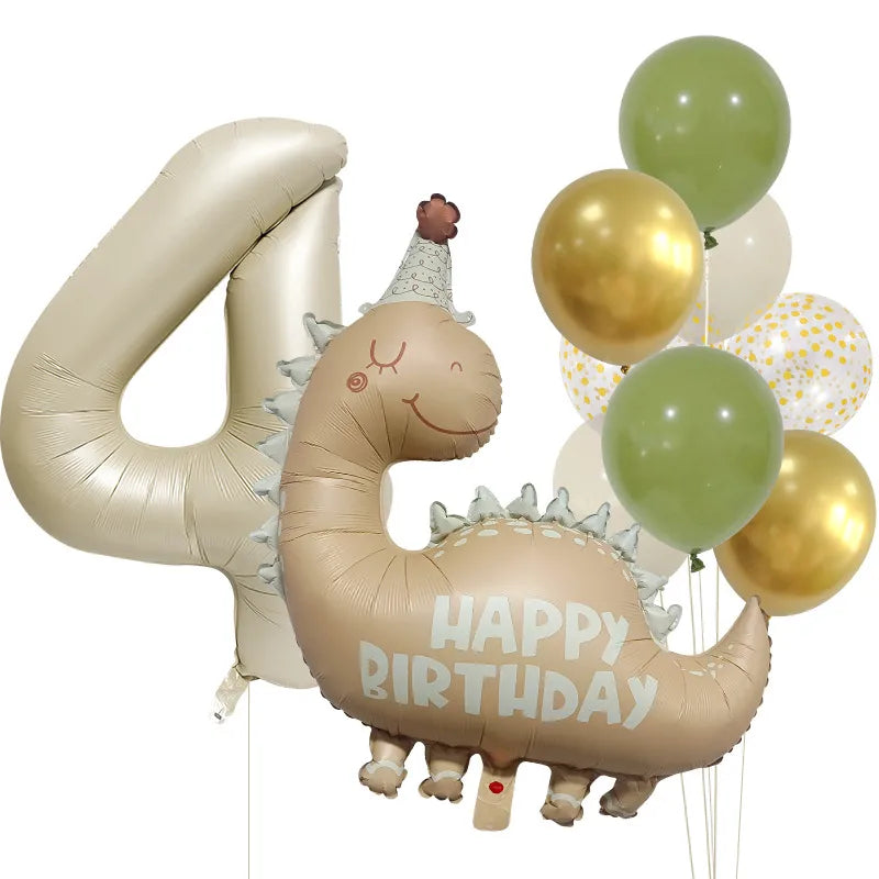 Birthday Cartoon Style Dinosaur Number Aluminum Film Home Birthday Festival Balloons