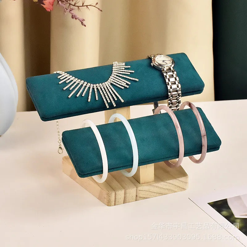 1 Piece Pu Leather solid wood Flannel Modern Style Simple Style Solid Color Jewelry Display Jewelry Rack