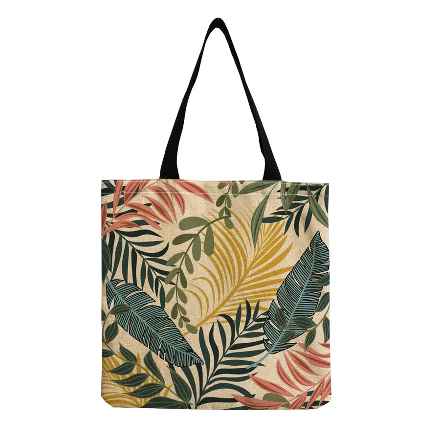 women's tropical leaf shopping bags