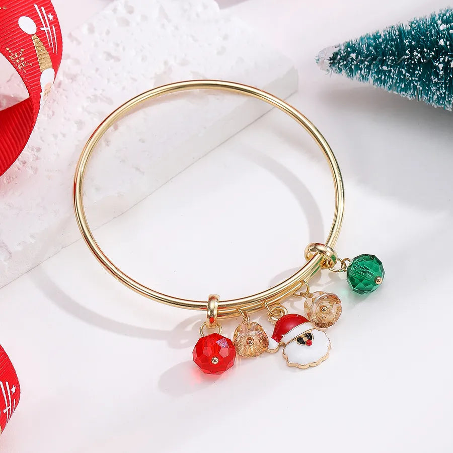 Casual Christmas Streetwear Christmas Tree Santa Claus Crystal Alloy Bangles Christmas Wholesale