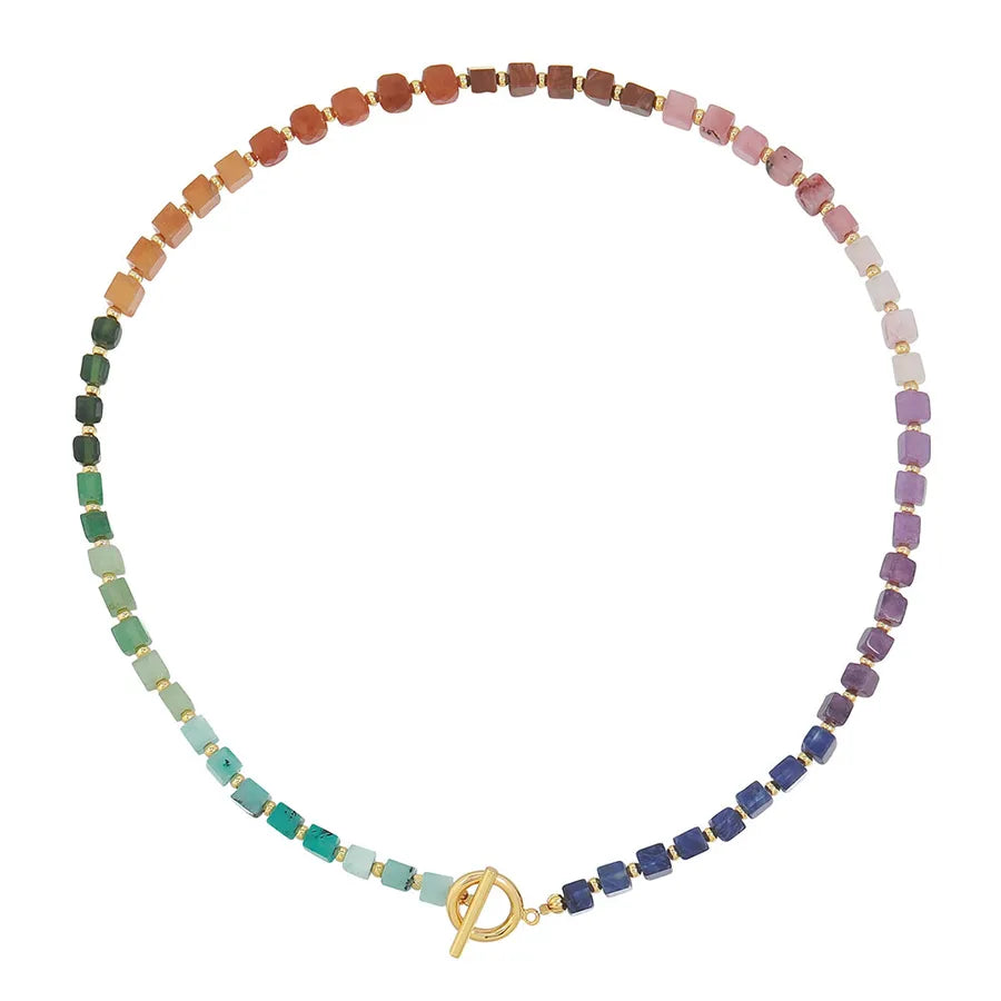 Vacation Geometric Color Block Heart Shape natural stone Freshwater Pearl Copper Pendant Necklace In Bulk