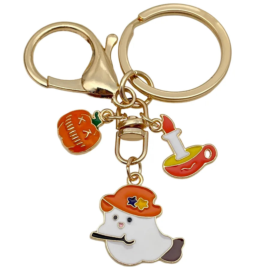 Halloween Ghost Cartoon Couple Car Keychain Pendant Ring Creative Personalized Alloy Bag Decorations Small Hanging Ornaments