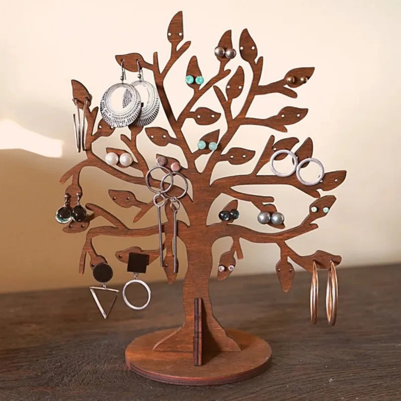 Retro Wooden Jewelry Earring Display Stand Home Desktop Decorative Branch Shape Wooden Ornaments Stand Handmade Crafted