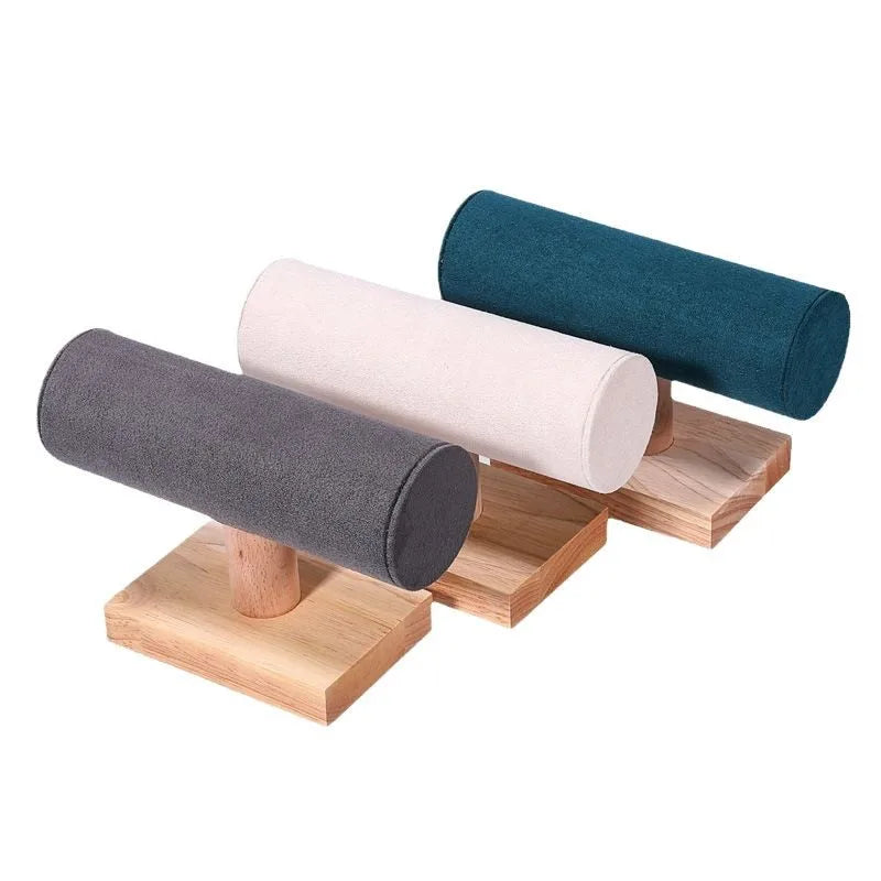 Wooden Bracelet Display Stand Single Layer I-Shaped Watch Storage Rack Nordic Style Jewelry Accessory Organizer Velvet And Solid Wood