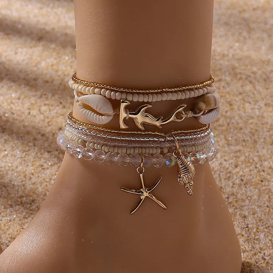 Wholesale Jewelry Vacation Beach Starfish Alloy Plastic Anklet