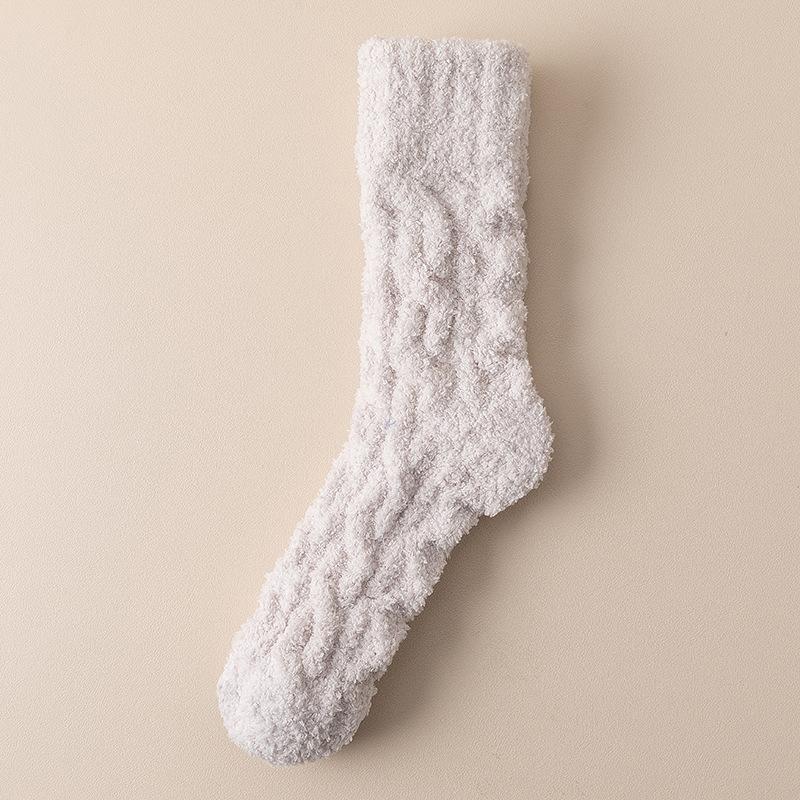 Coral velvet socks men's fleece-lined thickened home floor socks winter warm plush twist sleep stockings