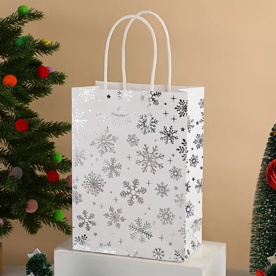 Cartoon Christmas Tree Deer Snowflake Holiday Party Gift Bags Snacks Packaging Bags Festive Design Universal Paper Bags