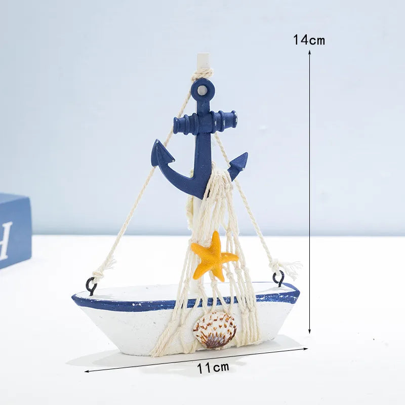 Marine Style Ship Rudder Anchor Wood Ornaments Artificial Decorations
