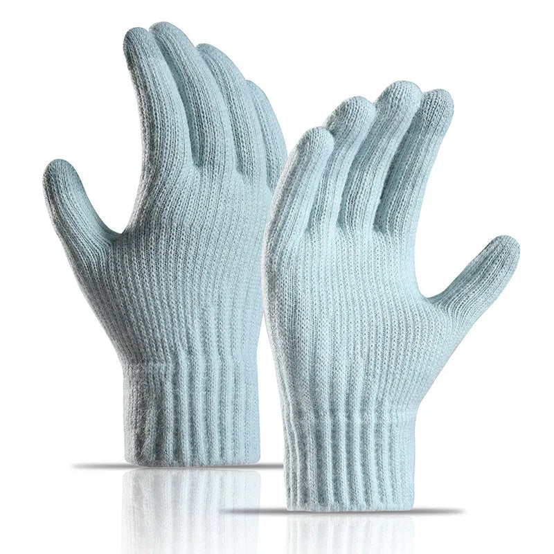 New winter plus velvet padded warm knitted gloves women's alpaca wool fit soft outdoor touch screen gloves manufacturers