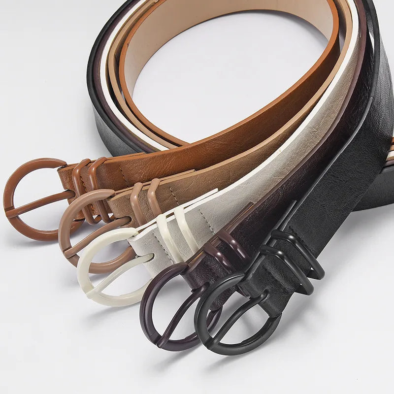 Simple Style Solid Color Imitation Leather Alloy Unisex Leather Belts