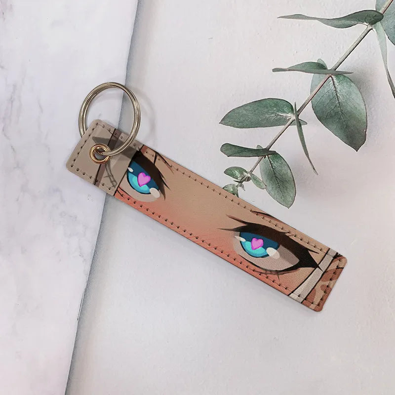 cartoon style cartoon pu leather printing bag pendant keychain