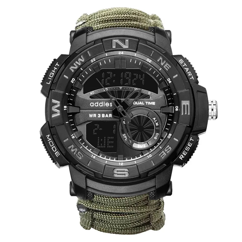 Edison luminous multifunctional compass watch outdoor mountaineering whistle Flint waterproof electronic men's watch wholesale