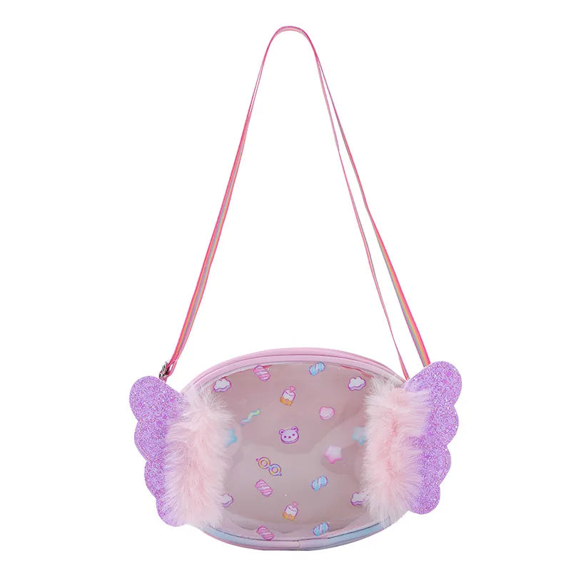 Kid'S pu Stripe Cute Sequins Square Zipper Shoulder Bag