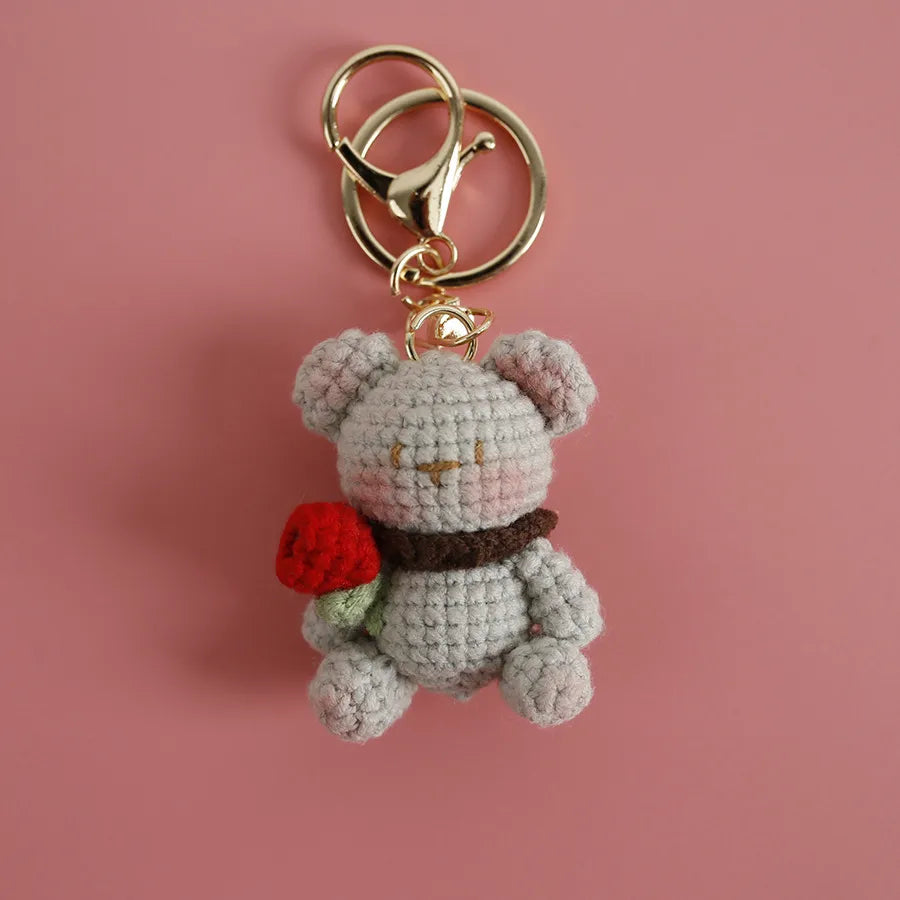 1 Piece Cute Bear yarn Knitting Women's Lobster Trigger Clasp Closure Keychain