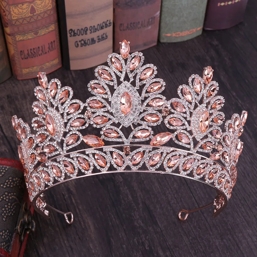 fashion oval crown alloy hollow out inlay rhinestones crown 1 piece