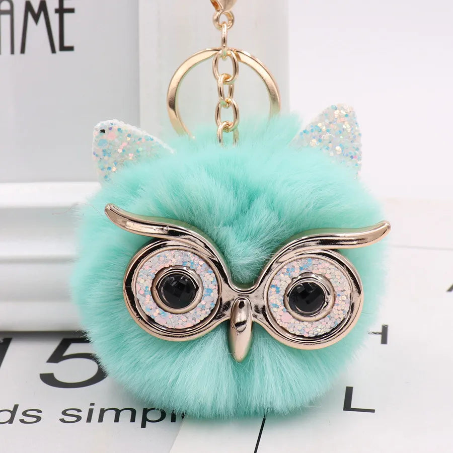 cute owl alloy plush unisex bag pendant keychain 1 piece