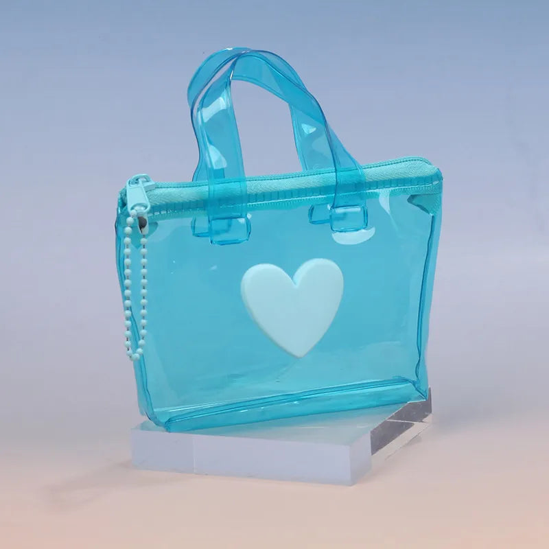 Women's Heart Shape Solid Color PVC Zipper Coin Purses