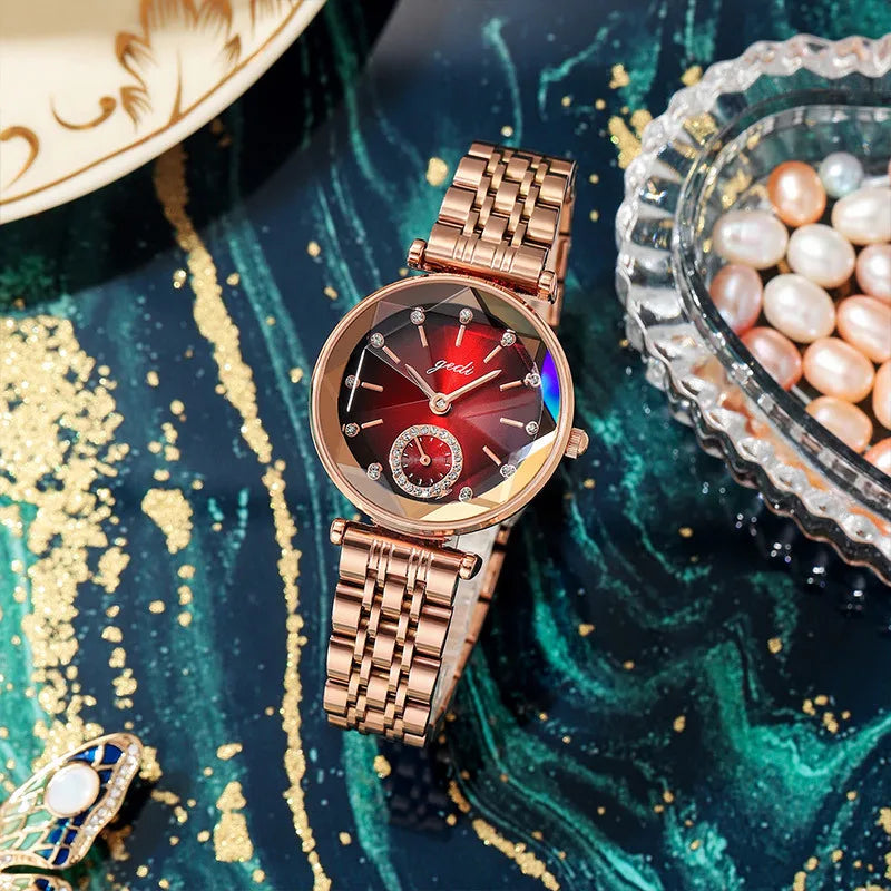 classic style solid color single folding buckle quartz women's watches