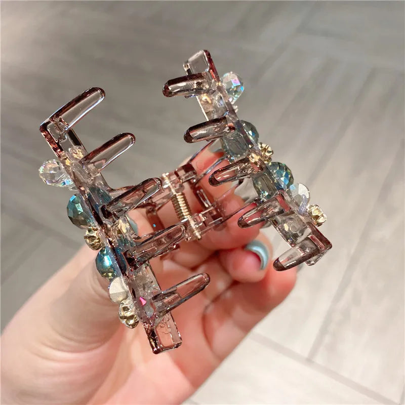 Elegant Acrylic Crystal Hair Claw Clip Women's Small Size Shark Roe Headwear Luxury Sensation Half-Up Hair Accessories