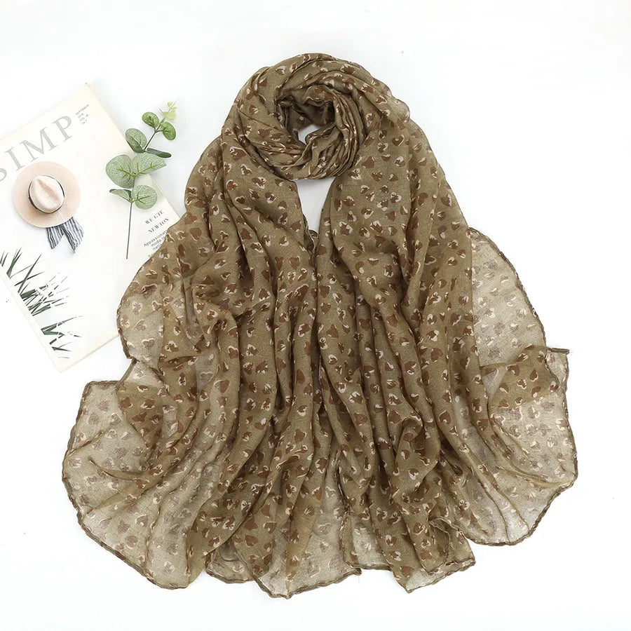 Women's Elegant Heart Shape Voile Printing Scarf