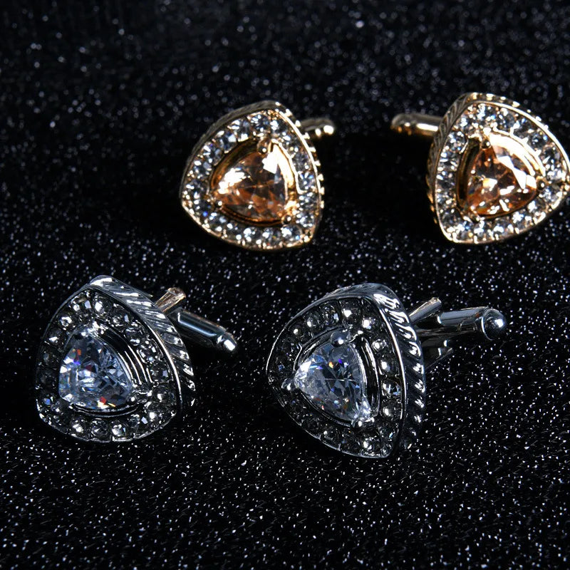 casual triangle alloy plating inlay rhinestones men's cufflinks